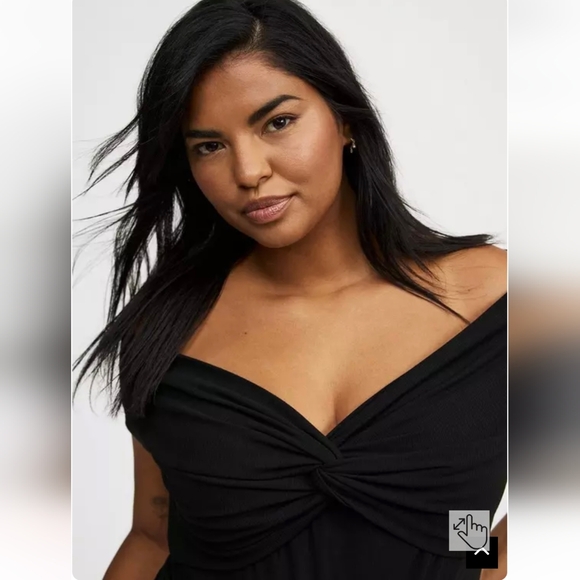 NWT Torrid Black Off-Shoulder Twist Top - Picture 3 of 6